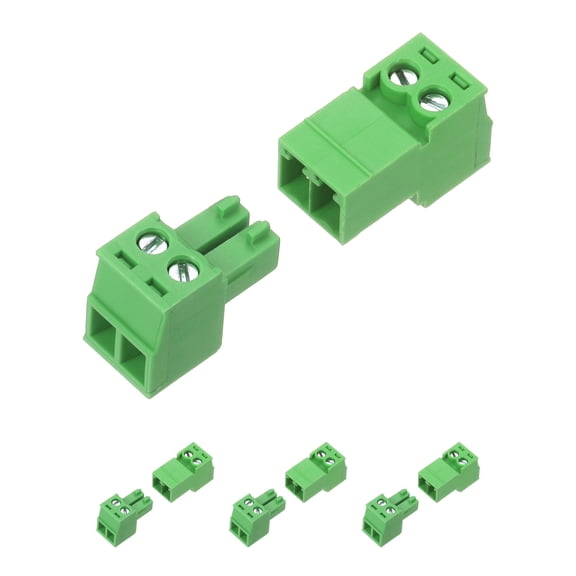 Uxcell 4 Set 2 Pin 3.81mm Pitch PCB Mount Screw Terminal Block Connector, Right Angle Pluggable Phoenix Plugs for DIY Electronics Audio Power Modules 26-16AWG Cable