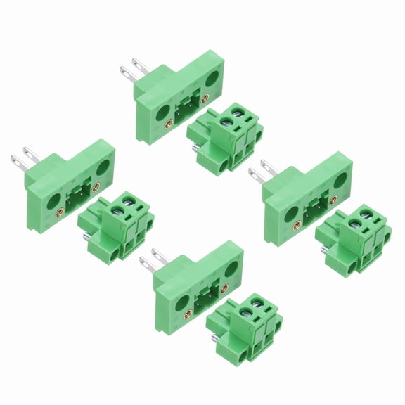Uxcell 4 Set 2-Pin 5.08mm Pitch Pluggable Screw Terminal Block Connectors, PA66 300V 10A Through-Wall PCB Terminal Connectors 24-12AWG Cable