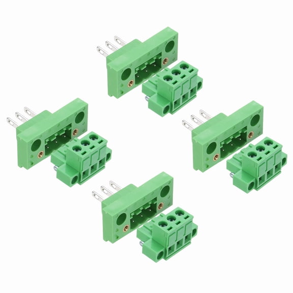 Uxcell 4 Set 3-Pin 5.08mm Pitch Pluggable Screw Terminal Block Connectors, PA66 300V 10A Through-Wall PCB Terminal Connectors 24-12AWG Cable