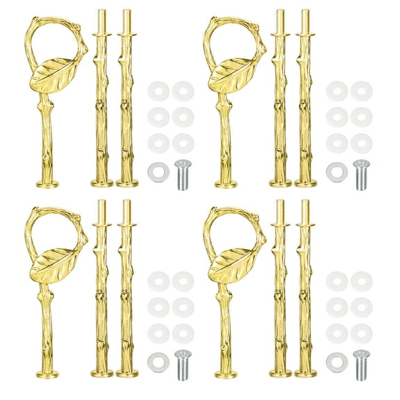 Uxcell 4 Set 3-Tier Cupcake Stand Hardware Fittings for Cake Stand, Leaf Gold