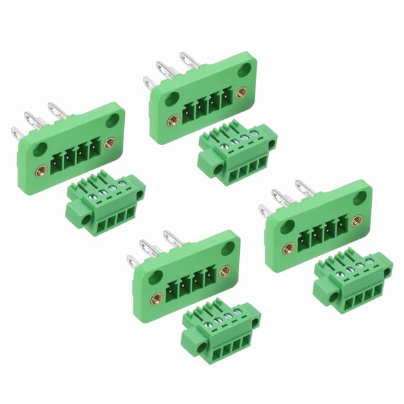 Uxcell 4 Set 4-Pin 3.5mm Pitch Pluggable Screw Terminal Block Connectors, PA66 300V 8A Through-Wall PCB Terminal Connectors 28-16AWG Cable