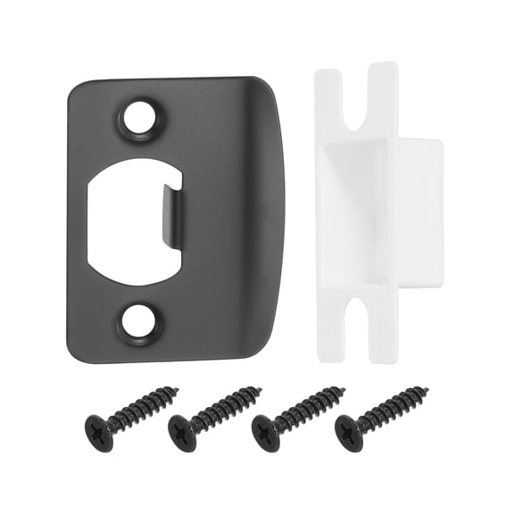 Uxcell 4 Set 57mm x 45.0mm Stainless Steel Deadbolt Strike Plate, Round Corner, Black