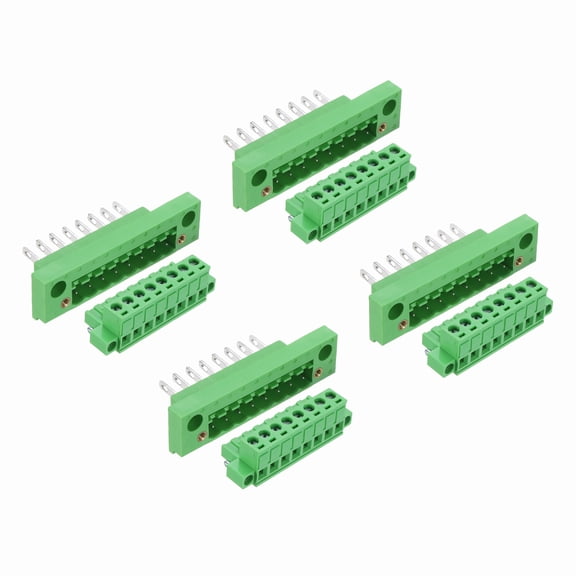 Uxcell 4 Set 8-Pin 5.08mm Pitch Pluggable Screw Terminal Block Connectors, PA66 300V 10A Through-Wall PCB Terminal Connectors 24-12AWG Cable