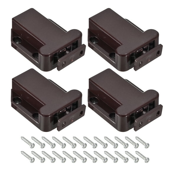 Uxcell 4 Set ABS Automatic Spring Loaded Push to Open Door Catch Touch Lock, Brown