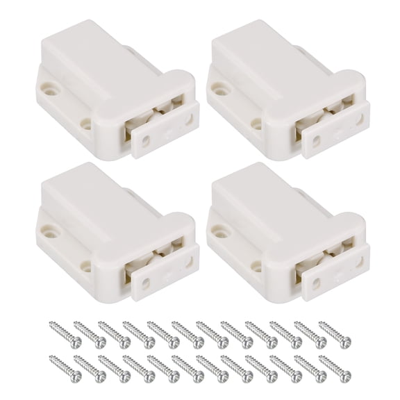 Uxcell 4 Set ABS Automatic Spring Loaded Push to Open Door Catch Touch Lock, White