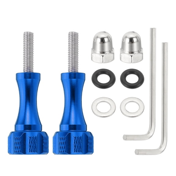 Uxcell 4 Set Aluminum Alloy Thumbscrews M5 Threaded 18.5mm with Wrench and Cap - Standard Camera Mounts Screws, Fits Insta360/ONE X3/X2/X/RS/R/GO 2, Dark Blue