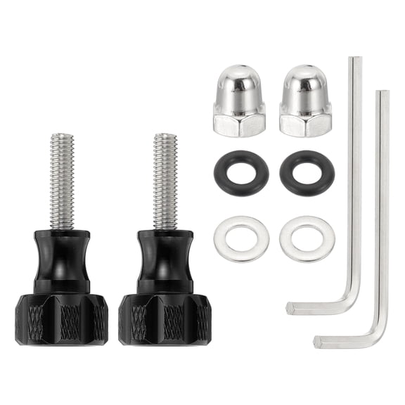 Uxcell 4 Set Aluminum Alloy Thumbscrews M5 Threaded 19mm with Wrench and Cap - Standard Camera Mounts Screws, Fits Insta360/ONE X3/X2/X/RS/R/GO 2, Black