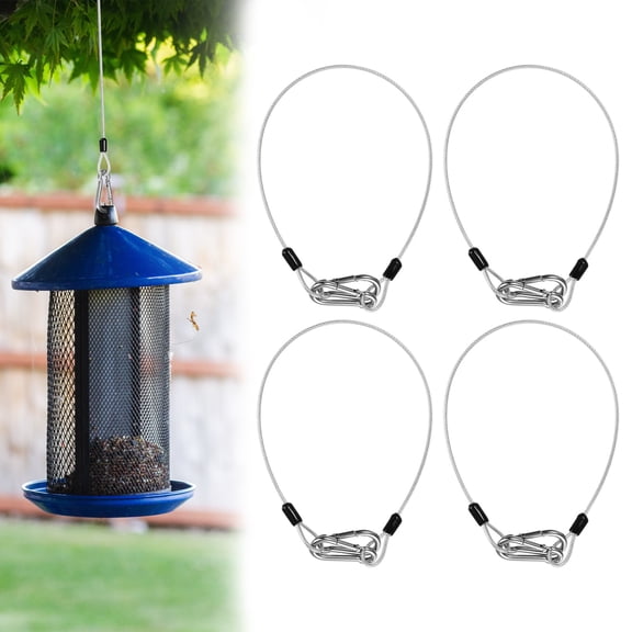 Uxcell 4-Set Bird Feeder Hanger for Tree, 17.72 Inch Flexible Stainless Steel Hanging Cables Chain Wire with Carabiners [Silver]