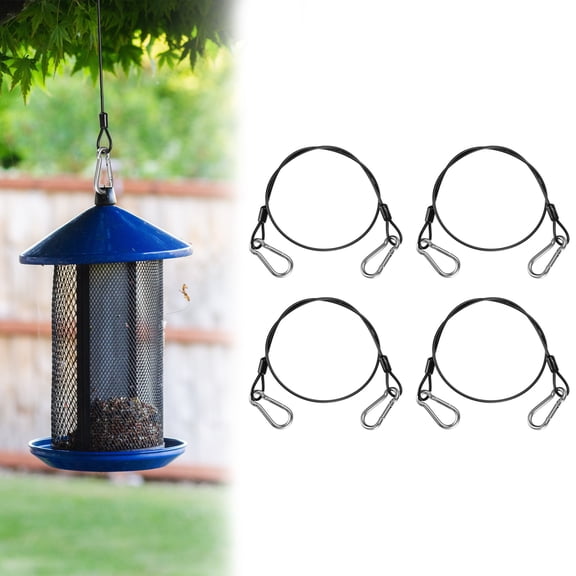 Uxcell 4-Set Bird Feeder Hanger for Tree, 23.62 Inch Flexible Stainless Steel Hanging Cables Chain Wire with Carabiners [Black]