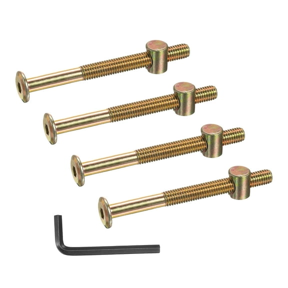 Uxcell 4 Set Bunk Bed Bolts and Nuts, M8x90mm Hex Drive Socket Cap Screws Nuts for Beds Headboards Chairs Furniture