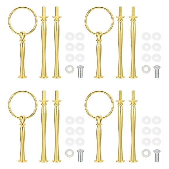 Uxcell 4 Set Cake Tray Stand Handle Plate Hardware Fitting, 3-Tiers Arc Gold