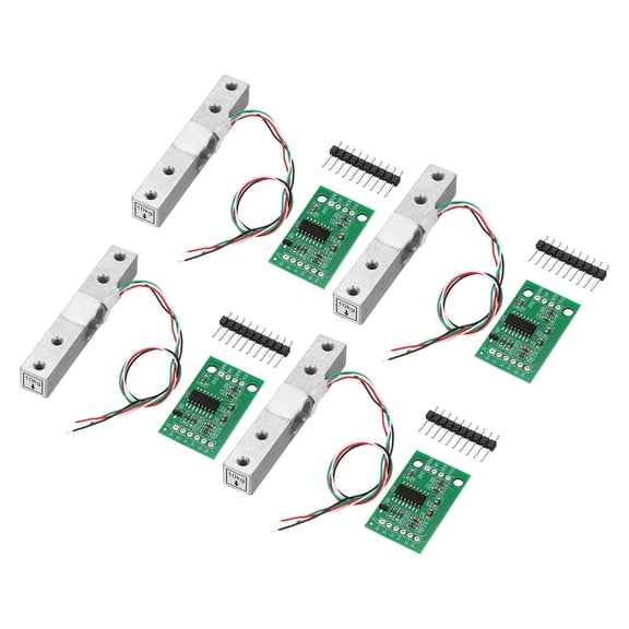 Uxcell 4 Set Digital Load Cell Weight Sensor 10KG + HX711 Module Weighing Sensor 24 Bit Precision A/D Dual-Channel 20x33mm for DIY Portable Electronic Kitchen Scale Kit