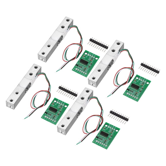 Uxcell 4 Set Digital Load Cell Weight Sensor 1KG + HX711 Module Weighing Sensor 24 Bit Precision A/D Dual-Channel 20x33mm for DIY Portable Electronic Kitchen Scale Kit