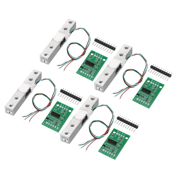 Uxcell 4 Set Digital Load Cell Weight Sensor 20KG + HX711 Module Weighing Sensor 24 Bit Precision A/D Dual-Channel 20x33mm for DIY Portable Electronic Kitchen Scale Kit