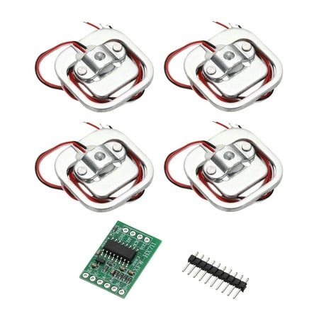 Uxcell 4 Set Human Body Scale Resistance Strain Half Bridge Load Cell Weighing Sensor 50KG + HX711 24 Bit Precision Load Cell Sensor Module 16x24mm for Human Scale