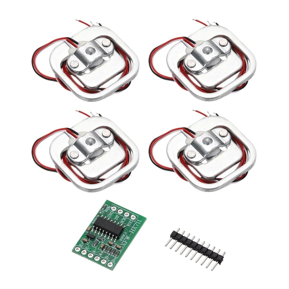 Uxcell 4 Set Human Body Scale Resistance Strain Half Bridge Load Cell Weighing Sensor 50KG + HX711 24 Bit Precision Load Cell Sensor Module 16x24mm for Human Scale