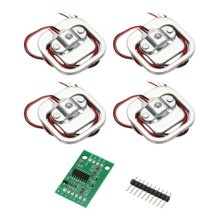 Uxcell 4 Set Human Body Scale Resistance Strain Half Bridge Load Cell Weighing Sensor 50KG + HX711 24 Bit Precision Load Cell Sensor Module 20x33mm for Human Scale