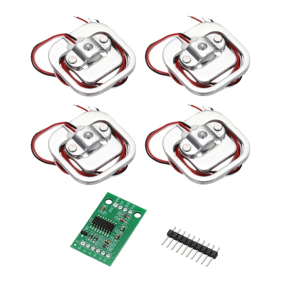 Uxcell 4 Set Human Body Scale Resistance Strain Half Bridge Load Cell Weighing Sensor 50KG + HX711 24 Bit Precision Load Cell Sensor Module 20x33mm for Human Scale