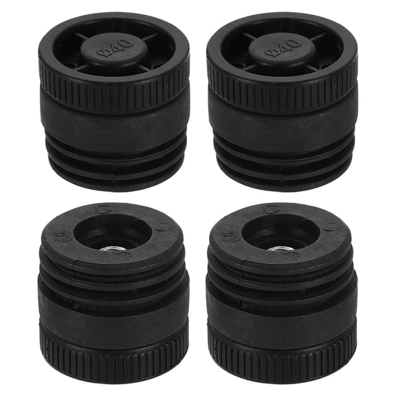 Uxcell 4 Set Leveling Feet, M10x38mm Plastic Adjustable Furniture Leg Leveling Round Threaded Insert Screw-in Glide Levelers for Table Chair Furniture, Black