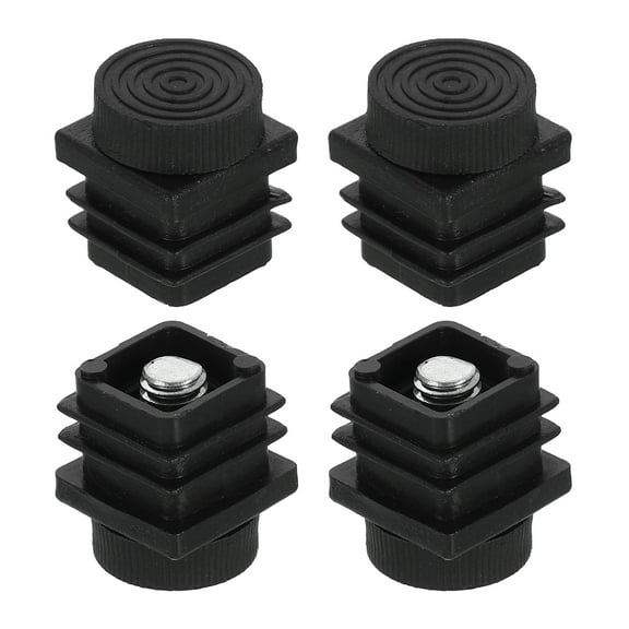 Uxcell 4 Set Leveling Feet, M8x20x20mm Plastic Adjustable Furniture Leg Leveling Square Threaded Insert Screw-in Glide Levelers for Table Chair Furniture, Black