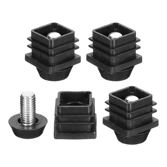Uxcell 4 Set Leveling Feet, M8x20x20mm Plastic Adjustable Furniture Leg Leveling Square Tube Insert