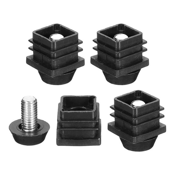 Uxcell 4 Set Leveling Feet, M8x20x20mm Plastic Adjustable Furniture Leg Leveling Square Tube Insert