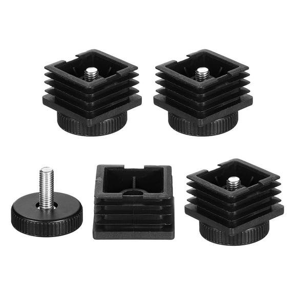 Uxcell 4 Set Leveling Feet, M8x40x40mm Plastic Adjustable Furniture Leg Leveling Square Tube Insert