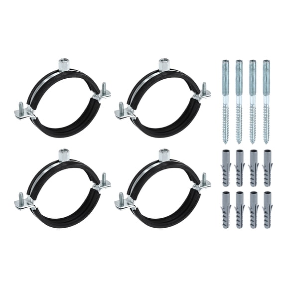 Uxcell 4 Set Split Ring Pipe Hanger 3-9/16" (90mm) Galvanized Steel Sheet Wall Ceiling Mount Adjustable Pipe Bracket Clamp with Screw and Expansion Tube for Plumbing HVAC (M8,M10)