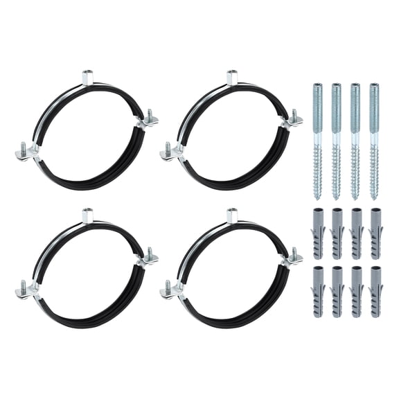 Uxcell 4 Set Split Ring Pipe Hanger 5-1/2" (140mm) Galvanized Steel Sheet Wall Ceiling Mount Adjustable Pipe Bracket Clamp with Screw and Expansion Tube for Plumbing HVAC (M8,M10)