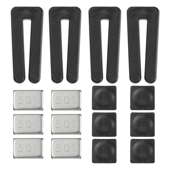 Uxcell 4 Sets High Calibration Fan Blade Balance Tool Includes 4 Pcs Plastic Clips and 12 Pcs Metal Adhesive 5G Weight, White/Black