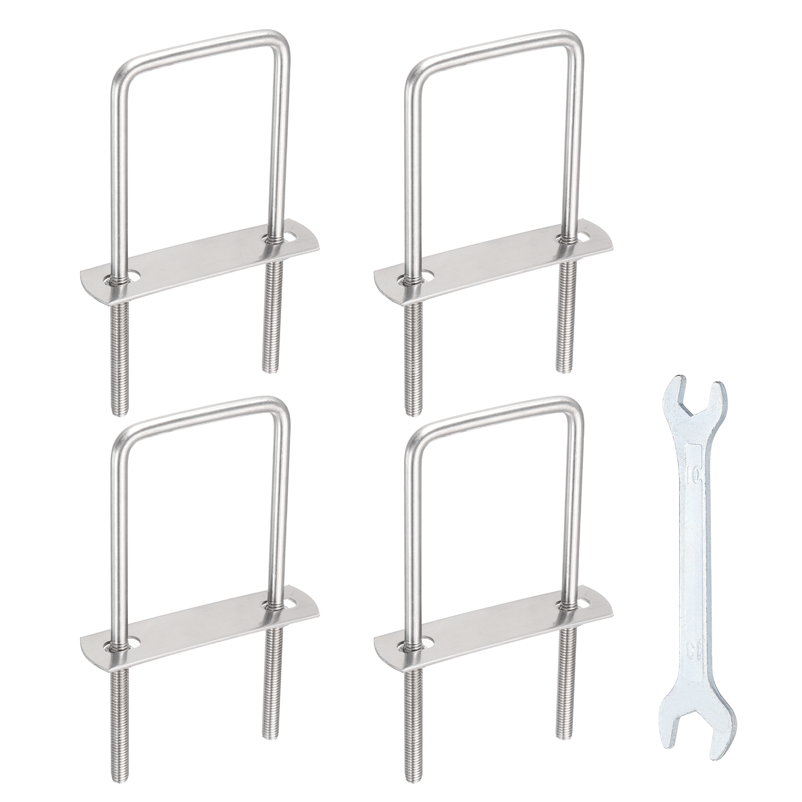 Uxcell 4 Sets M6 Square U-Bolts, 2.01" Inner Width 4.72" Length 304 Stainless Steel U Clamp Bolts with Nuts, Plates and Wrench