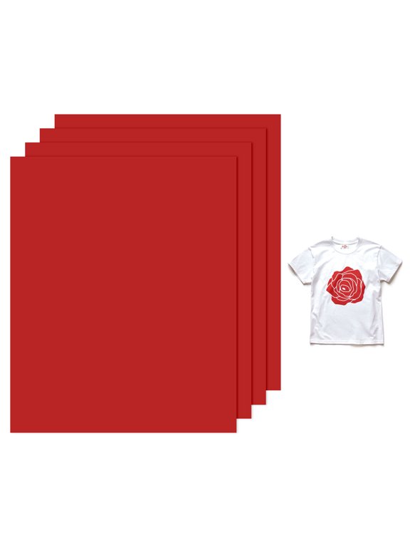 4 Sheets 3D Puff Vinyl Heat Transfer 12x10 Inch Red for T-shirts and DIY Fabric Projects