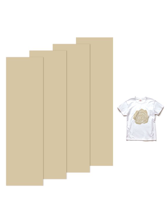 4 Sheets 3D Puff Vinyl Heat Transfer 12x3.4 Inch Beige for T-shirts and DIY Fabric Projects