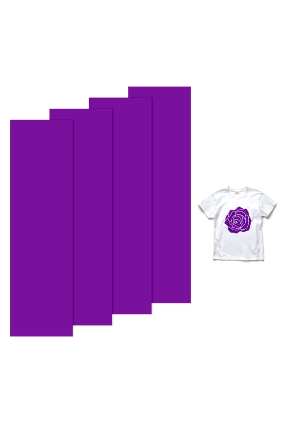 4 Sheets 3D Puff Vinyl Heat Transfer 12x3.4 Inch Plum Purple for T-shirts and DIY Fabric Projects