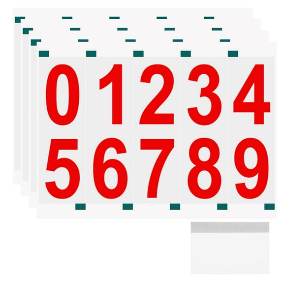 Uxcell 4 Sheets/40 Pack Reflective Mailbox Numbers for Outside, 2 Inch 0-9 Vinyl Self-Adhesive Numbers Stickers Waterproof House Sticker with Scraper for Signs Doors Address, Red