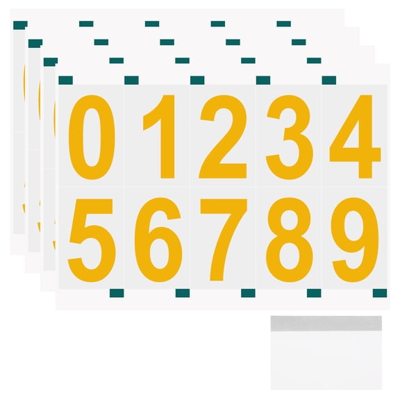 Uxcell 4 Sheets/40 Pack Reflective Mailbox Numbers for Outside, 2 Inch 0-9 Vinyl Self-Adhesive Numbers Stickers Waterproof House Sticker with Scraper for Signs Doors Address, Gold