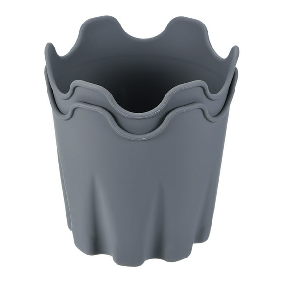 Uxcell 4" Silicone Round Flower Pot Planter Decorative Container, Gray 2 Pack