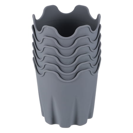 Uxcell 4" Silicone Round Flower Pot Planter Decorative Container, Gray 6 Pack