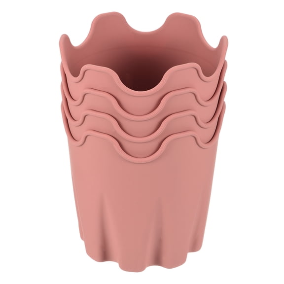 Uxcell 4" Silicone Round Flower Pot Planter Decorative Container, Pink 4 Pack