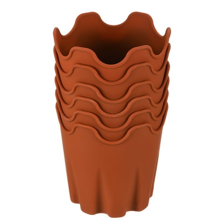 Uxcell 4" Silicone Round Flower Pot Planter Decorative Container, Terracotta 6 Pack