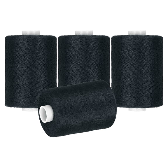Uxcell 4 Spool Sewing Thread, Black Polyester Thread Prewound Bobbins for Sewing Machine Hand Stitching Quilting DIY Projects, 1000 Yards/Spool