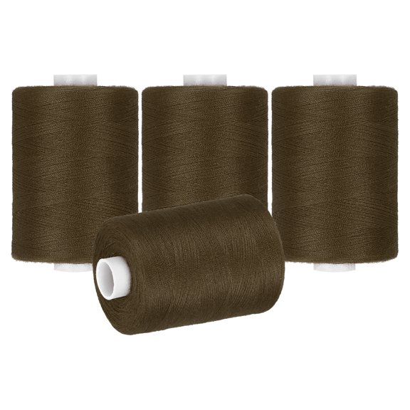 Uxcell 4 Spool Sewing Thread, Brown#493 Polyester Thread Prewound Bobbins for Sewing Machine Hand Stitching Quilting DIY Projects, 1000 Yards/Spool