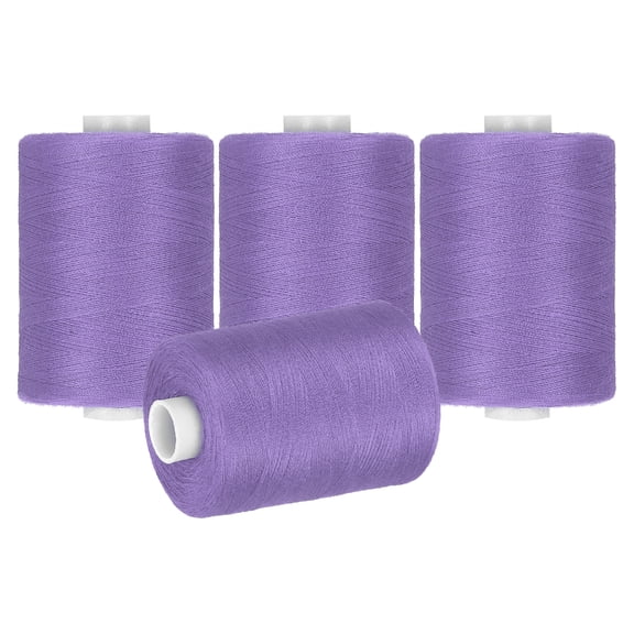 Uxcell 4 Spool Sewing Thread, Purple#197 Polyester Thread Prewound Bobbins for Sewing Machine Hand Stitching Quilting DIY Projects, 1000 Yards/Spool