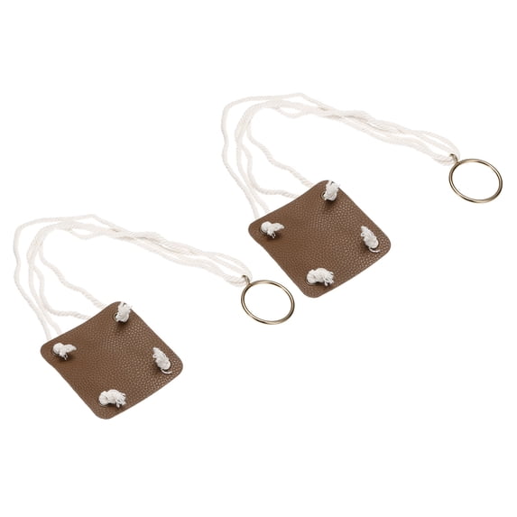 Uxcell 4" Square Leather Planter Hanger Flower Pot Macrame Decor Holder, Brown 2 Pack