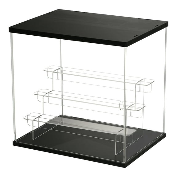 Uxcell 4 Tier Acrylic Clear Display Case Box Dustproof Protection Showcase for Action Figures, Collectibles, Black