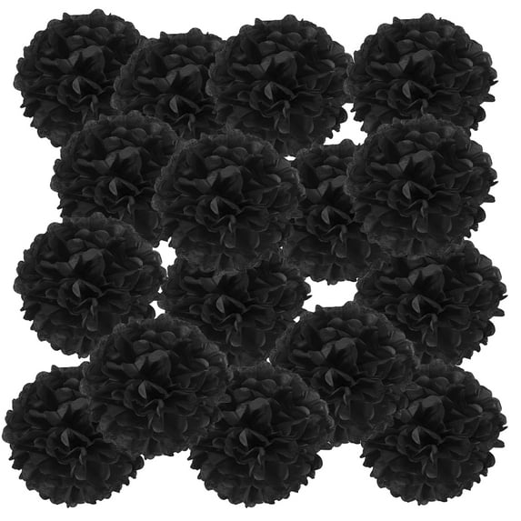 Uxcell Tissue Pom Poms Flowers Paper Flower Ball for Party Backdrop Decoration Black 4"