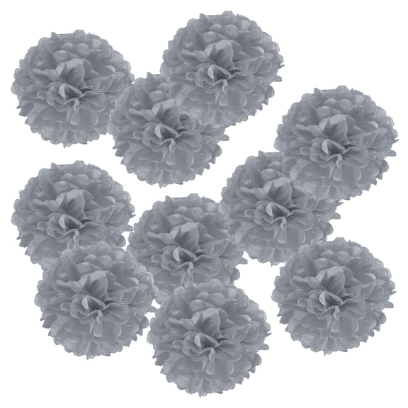 Uxcell 4" Durable Tissue Pom Poms Paper Flowers Ball for Wedding Party Decoration Grey 10 Pack