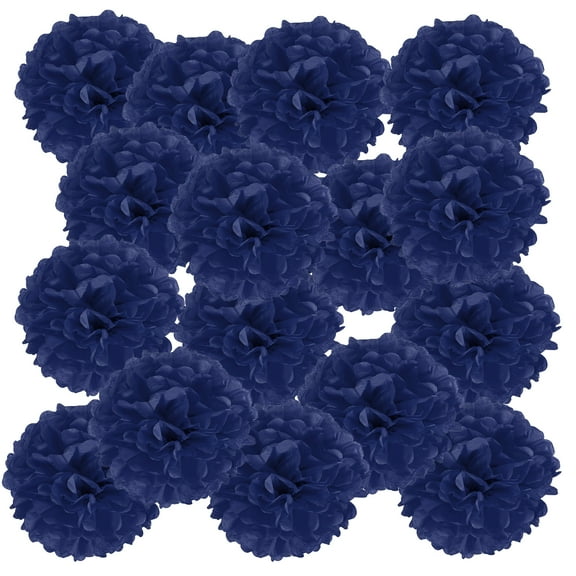Uxcell 4" Tissue Pom Poms Flowers Paper Flower Ball for Party Backdrop Decoration Navy Blue 20 Count