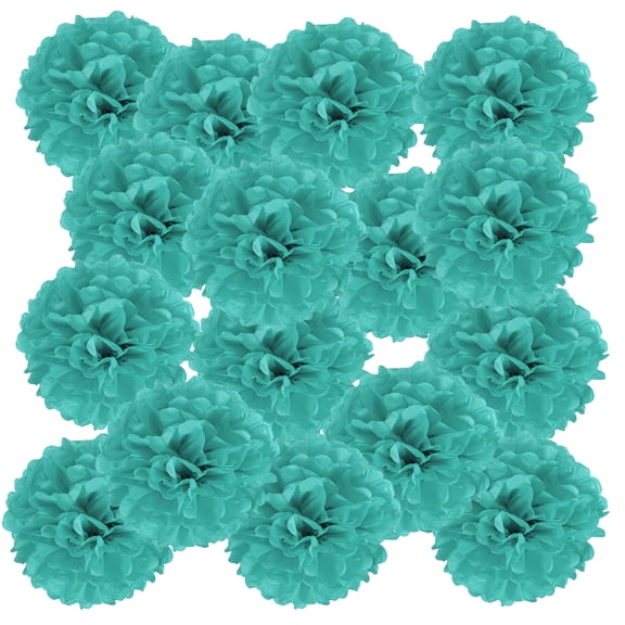 Uxcell Tissue Pom Poms Flowers Paper Flower Ball for Party Backdrop Decoration Turquoise 4"