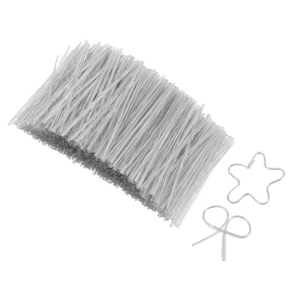 Uxcell 2.4 Inch Twist Ties, Metallic Twist Ties, Reusable Plastic Coated Twist Ties for Bakery, Candy Bags, Coffee Bags, Goodie Bags, 1200 Pack, Transparent